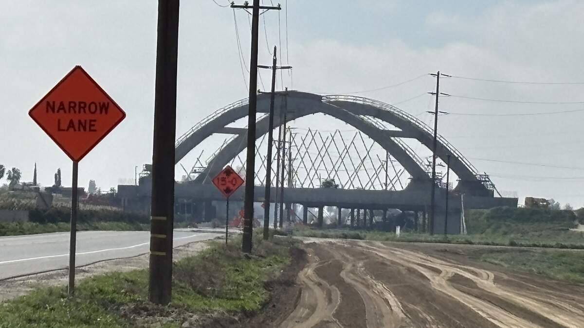 California High-Speed Rail Authority construction on State Route 43 near Kings County on Feb. 26, 2026. California High-Speed Rail Authority construction on State Route 43 near Kings County on Feb. 26, 2026.